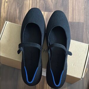 Black Mary Jane Flats with Blue Trim